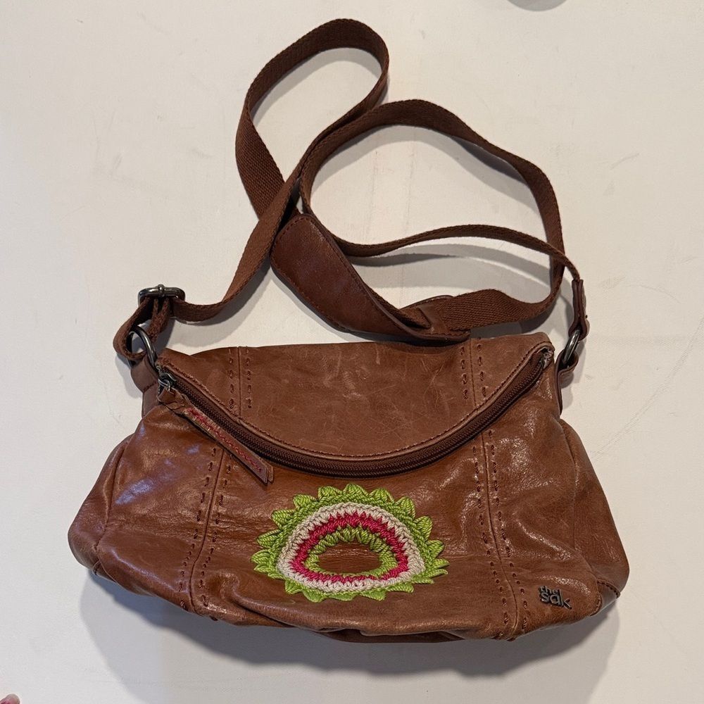 The Sak Brown Crossbody Bag with Embroidery